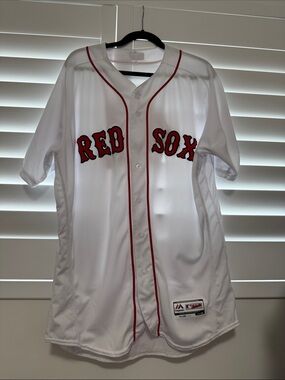 Majestic White Baseball Jersey with Red Trim